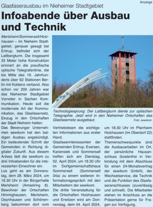 Infoabend Glasfaserausbau